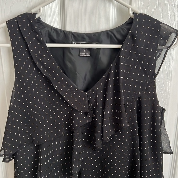 Jessica Howard Polka Dot Ruffle Dress Sleeveless Party Cocktail Black Size 8 - Picture 3 of 13